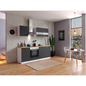 Cuisine Kitchenette bloc cuisine intégrée Chêne Gris Merle 210 cm Respekta