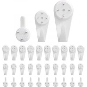 Crochets muraux [paquet de 30], crochets muraux pour cadres photo, kit de suspension de tableaux, clous muraux pour accrocher des tableaux, des