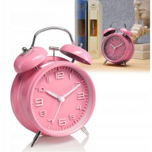 R&eacute;veil r&eacute;tro classique &agrave; piles, alarme puissante, rose classique 4 pouces