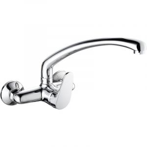 Mitigeur &eacute;vier mural Pacific avec bec bas en fonte