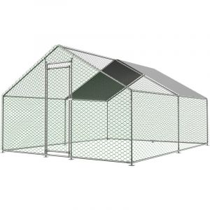 Enclos Poulailler 12 m² avec Toit Imperméable,Anti UV,Acier Galvanisé,Parc Grillagé 3x4x2m pour poules,lapins et autres petits animaux