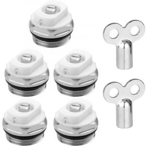 Lot de 5 Vannes de Purge pour Cl&eacute; Purge Radiateur, 1/2 cl&eacute; purge radiateur, chauffage purgeur,Compatible Chauffage Central