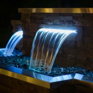 Lame d'eau pour piscine LED Cascade chute d'eau en acrylique 30cm Piscine et fontaine bassins Compatible traitement au sel chlore
