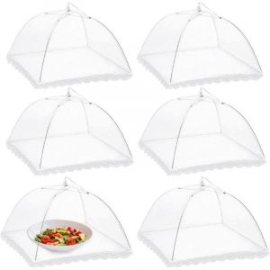 6pcs Cloche Alimentaire Pliable Anti-mouche Couvercle de Nourriture en Maille Pliant Tente Parapluie Anti-insectes Anti-moustiques Protection pour