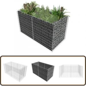 Lit sur&eacute;lev&eacute; &agrave; gabion Acier 180 x 90 x 100 cm Argent&eacute; - Jardini&egrave;re En Gabion - Bordure De Jardin - Bac De Plantation Sur&eacute;lev&eacute; - D&eacute;coration Ext&eacute;rieure