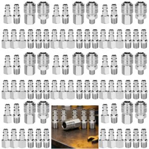 80 PCS Raccords de compresseur 1/4"BSP Raccord Rapide Pneumatique Europ&eacute;en Coupleur pneumatique d'air kit compresseur accessoire d'air tuyau air