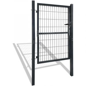 Portillon de Jardin 150&times;100 cm Portail de Cl&ocirc;ture Porte de Cl&ocirc;ture Maison en Acier Galvanis&eacute; Porte de Cour Serrure incluse, Anthracite NAIZY