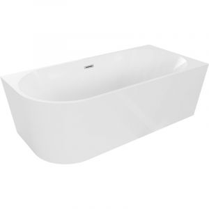 Mexen Mia baignoire autoportante d'angle droite 140 x 75 cm, blanche, trop-plein nickel bross&eacute; - 52691407500P-97