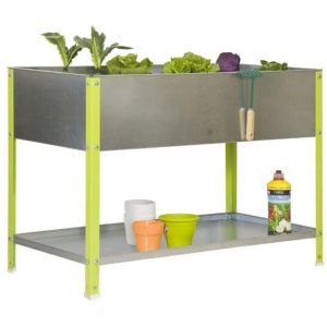Simonrack - Potager Urbain Métallique 850x900x400 mm, 100 l, Jardinière Extérieure Résistante Vert/Galvanisé – Simon Garden