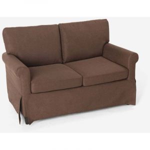 Modus Sof&agrave; &ndash; Canap&eacute; 2 places en tissu d&eacute;houssable &ndash; Style classique moderne &ndash; Large assise marron &ndash; Dimensions 87x83x137 cm