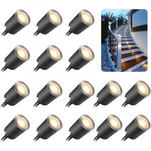 Lot de 16 Spot LED Encastrable Ext&eacute;rieur, IP67 &Eacute;tanche, &Oslash; 32mm, Spots &agrave; Encastrer Ext&eacute;rieur pour Terrasse Bois Piscine Jardin Escaliers Deck en Bois