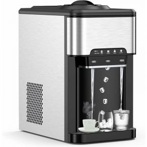 Relax4life - Machine à Glaçons 18kg par Jour, Distributeur à Eau Froide 2,5L Eau Chaude 0,8L et Réservoir de 3L, Ecran lcd et Fonction de Verrouillage