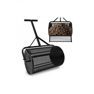 &Eacute;pandeur de compost 40x65x110 cm &eacute;pandeur &agrave; gazon en acier rechargeable 81 L &eacute;pandeur d'engrais pour pelouse &eacute;pandeur de compost avec poign&eacute;e en