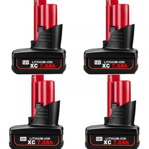 Pdstation - 4 Pi&egrave;ces 12V 8.0Ah Li-ION Batterie pour Milwaukee M12 xc M12B 48-11-2411 48-11-2420 48-11-2401 48-11-2402 M-12 M12 Outils de Batterie