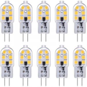 Ampoule LED G4 Lot de 10 ampoules LED G4 12 V 2 W blanc froid 6000 K, 12 LED, remplacement pour ampoule halog&egrave;ne G4 10 W-20 W, 200 lm, AC DC 12 V G4