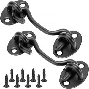 Lot de 2 loquets à crochet et œillet – Crochet de cabine de 75mm en acier inoxydable,Crochet épais robuste pour fenêtre