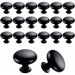 ZVD - 20PCS Boutons de Porte Boutons de Tiroir 30mm Vintage Poign&eacute;es Boutons de Meuble de Meuble pour Placards de Cuisine (Black)