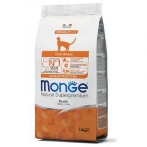 Croquettes monoprot&eacute;in&eacute;es Monge pour chats st&eacute;rilis&eacute;s au canard 1,5 kg