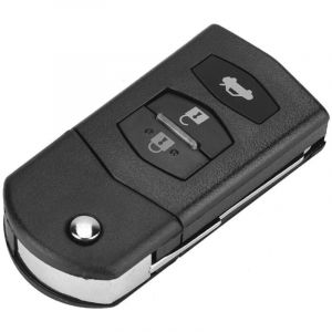 Coque de Cl&eacute;, Coque de Cl&eacute; &agrave; Distance, 3 Boutons en ABS et M&eacute;tal pour Voiture &agrave; Distance Pliable &agrave; Rabat pour MAZDA 2 3 5 6 RX8 MX5 (noir)