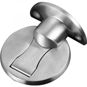 Butée de porte magnétique en nickel satiné brossé - Fermeture magnétique invisible - Avec adhésif - En acier inoxydable - Argenté