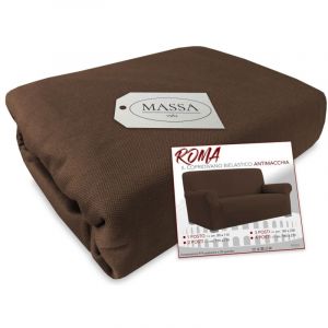 Housse de canap&eacute; universelle &eacute;lastiqu&eacute;e et r&eacute;sistante aux taches ROMA BRUN 3 PLACES de cm. de 160 &agrave; 230