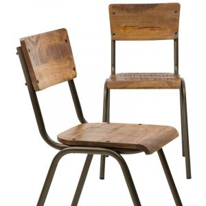 Chaise d'&eacute;colier en bois de manguier Marcus (lot de 2)