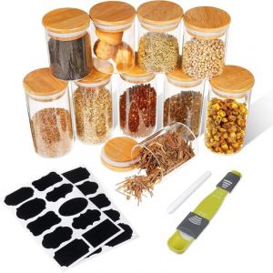 10 Pièces Bocaux Alimentaires Verre 5PCS 250ml + 5PCS 350ml Hermetique Conservation Transparent avec Rondelle pour Céréales Fruits