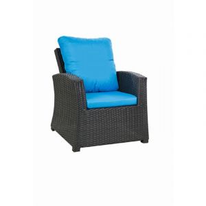 Coussins de fauteuil tress&eacute; en r&eacute;sine 56x52x7+56x50 2pcs Coussin de jardin Bleu Coussin de chaise ext&eacute;rieur avec dossier ensemble de salon rotin