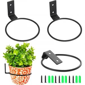 Lot de 3 Support Mural Pot Suspendu Plante Exterieur Porte Pots Anneau Support Mural en M&eacute;tal Support Plantes Interieur Exterieur Suspendu