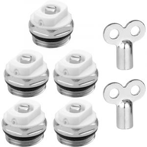 Lot de 5 Vannes de Purge pour Cl&eacute; Purge Radiateur, 1/2 cl&eacute; purge radiateur, chauffage purgeur,Compatible Chauffage Central