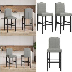 Chaises de bar lot de 2 bois massif d'hévéa et tissu - Chaise De Bar - Tabouret De Bar - Fauteuil De Bar - Meubles De Cuisine - Mobilier Moderne