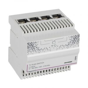 Répartiteur modulaire télévision TNT et satellite 4 sorties RJ45 4 modules (413118)