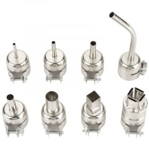 Kit de bus rondes pour pistolet thermique en acier 8 pi&egrave;ces Pistolet &agrave; air chaud portable &agrave; temp&eacute;rature r&eacute;glable 650W (buse 8pcs8858-I)