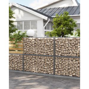 Lot de 4, Gabion pour Pierre, 100x50x50cm, cloture gabion, Cage en M&eacute;tal, Panier &agrave; Pierre, Maille 5 x 10 cm, Galvanis&eacute;, Mur, Paterre, D&eacute;coration de