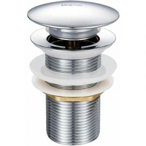 ZVD - Bonde de Lavabo Pop-up sans Trop-Plein en Laiton Chrom&eacute; g 1-1/4, &Eacute;quip&eacute;e d'un Syst&egrave;me d'Ouverture et de Fermeture Facile &agrave; Bouton-Poussoir.-