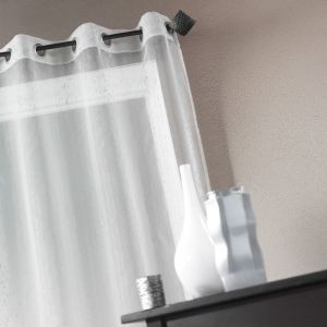 Voilage Organza fantaisie goutte métallique Blanc 300x260 cm - Blanc