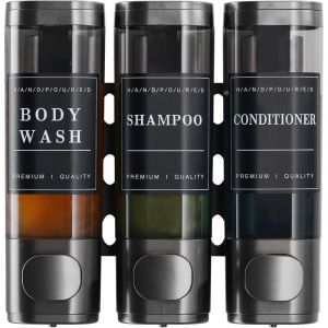TONYSA Distributeur de Savon Mural, Distributeur Gel Douche, Distributeur Triple de Shampoing et Apr&egrave;s-shampoing sans Per&ccedil;age ABS pour Salle de Bain