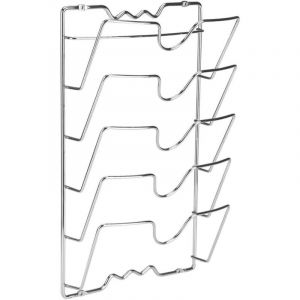 Support de Couvercles Casseroles,Vertical Ouvercle Pratique pour Ustensiles de Cuisine et Cabinet, M&eacute;tal Chrom&eacute; Maniable pour 5 Couvercles