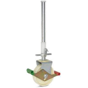 Roue d’échafaudage - MESO - Nylon - 200mm - 800kg - Broche acier 38mm avec douille et tube