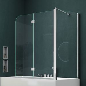 Mai & Mai Pare-Baignoire Transparent 70x120x140cm 3 Volets Paroi de Douche pour Baignoire en Verre ESG avec Rev&ecirc;tement NANO Easy Clean C113R