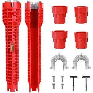 Outil de clé à robinet, 2 Pcs 8 en 1 Multifonctions Installateur de robinet et d'évier antidérapant Outil de clé à tuyau de plomberie pour évier de
