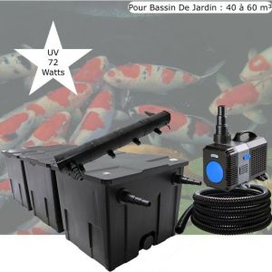 Kit de Filtration, UV 72 W, Pompe bassin et Filtre Pour Bassin De Jardin : 40 &agrave; 60 m&sup3;