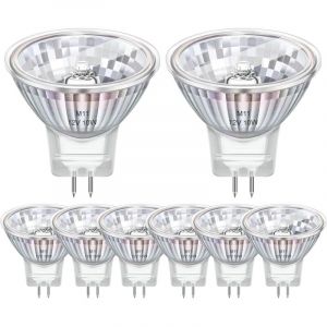 Pack de 8 Ampoule GU4 MR11 12V 10W, Ampoule MR11 2800k Blanc Chaud Dimmable, GU4 Pour Maison, Paysage, Encastr&eacute;, Eclairage Sur Rail
