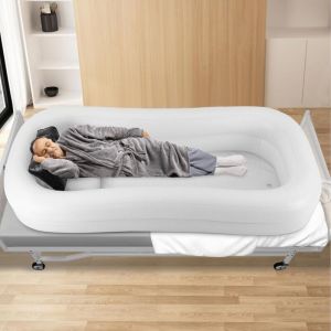 Ensemble de baignoire de douche gonflable m&eacute;dicale, syst&egrave;me de douche portable au lit avec pompe, aide au bain simple au lit pour