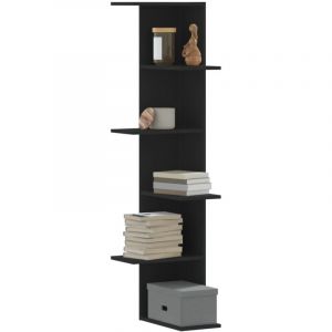 &Eacute;tag&egrave;re d'angle murale-&Eacute;tag&egrave;re flottante-&Eacute;tag&egrave;re de rangement suspendue noir 36,5x36,5x140 cm bois d'ing&eacute;nierie 250851
