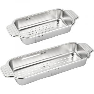 Passoire &agrave; Poser Sur l'&Eacute;vier, Passoire d'&Eacute;vier Extensible, Passoire d'&Eacute;vier En Acier Inoxydable 304, Passoire Evier Cuisine Retractable, Panier De