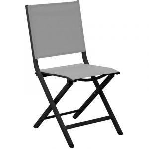 Proloisirs - Chaise pliante - thema - Aluminium époxy graphite - Toile tpep perle