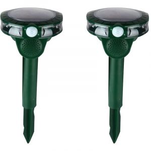 2X R&eacute;pulsif Chat Exterieur, R&eacute;pulsif Chat Ultrason Solaire, Ultrason Anti Chats, Charge de Solaire USB, R&eacute;pulsif Animaux pour Chats, Pigeon, Lapin,