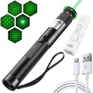 Pointeur Laser Vert Haute Puissance &ndash; Pointeur Rechargeable Longue Port&eacute;e avec Port USB, Id&eacute;al pour Randonn&eacute;e, Pr&eacute;sentations et Activit&eacute;s Ext&eacute;rieures