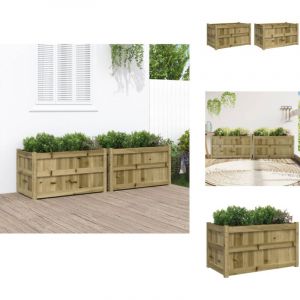 Jardinières 2 pcs bois de pin imprégné - Jardiniere Bois - Jardinerie - Decoration Exterieur - Pot Plante - Balcon